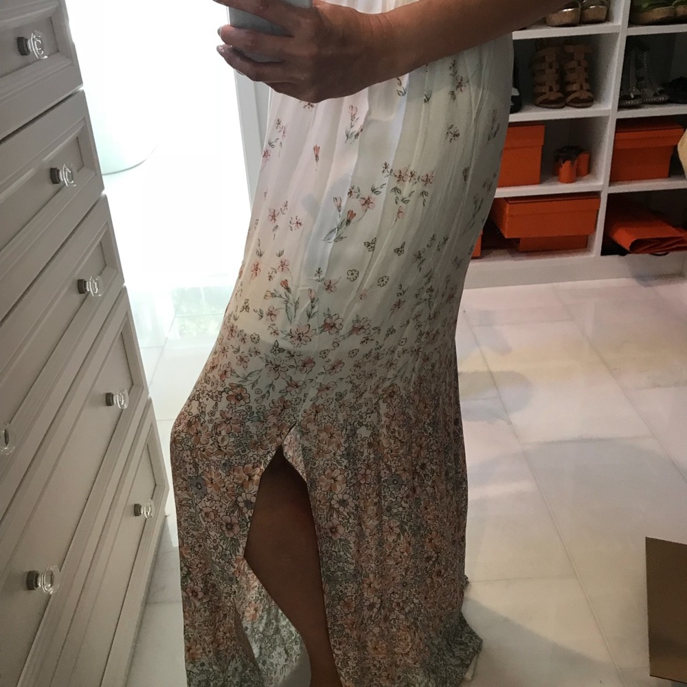 Floral ombré maxi pink & white strapless dress 👗 - Picture 3 of 5
